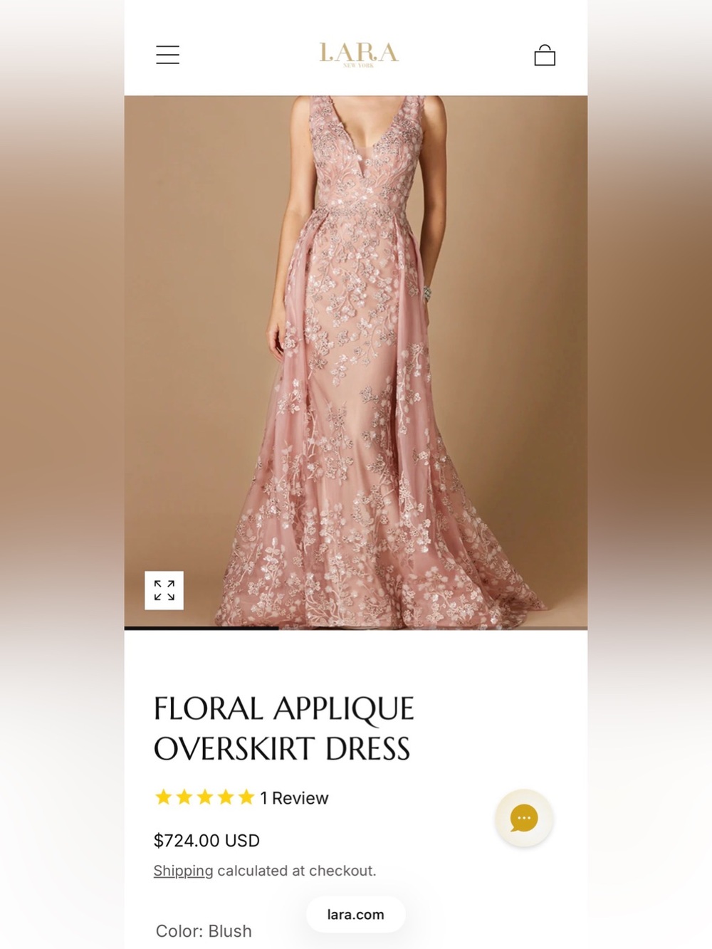 LARA Blush Floral Applique Gown Mother of Bride/Groom, Prom, Formal- Size 6